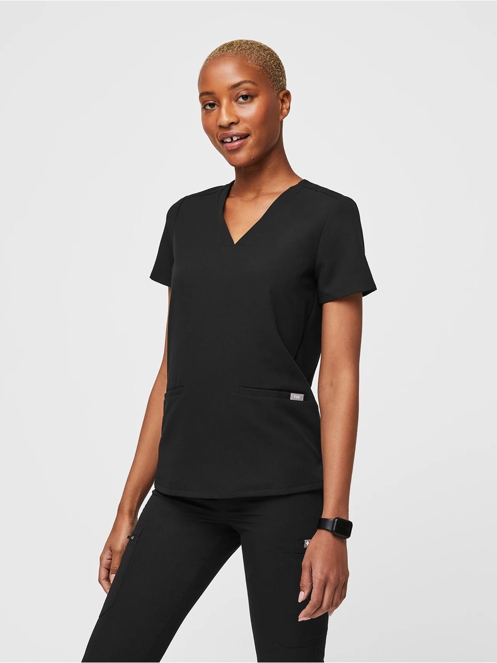 Figs Scrub Top Women’s XLarge Casma Technical Collection Black Nurse Uniform